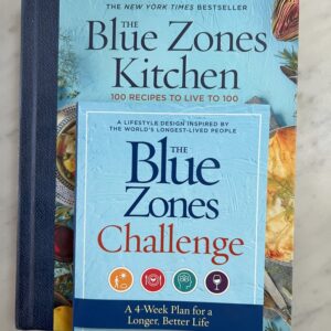 Blue Zones Kitchen & Challenge Books, discussing 'long lived' people in areas of the world like Costa Rica.